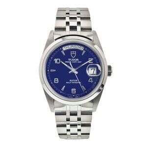 Tudor Prince Date Day Stainless Steel Blue Dial 36mm Automatic Mens Watch 76200